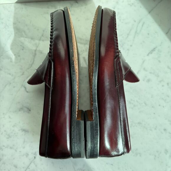G.H. Bass Weejuns Penny Loafers Burgundy Leather 10.5 EE Wide - Picture 6 of 10
